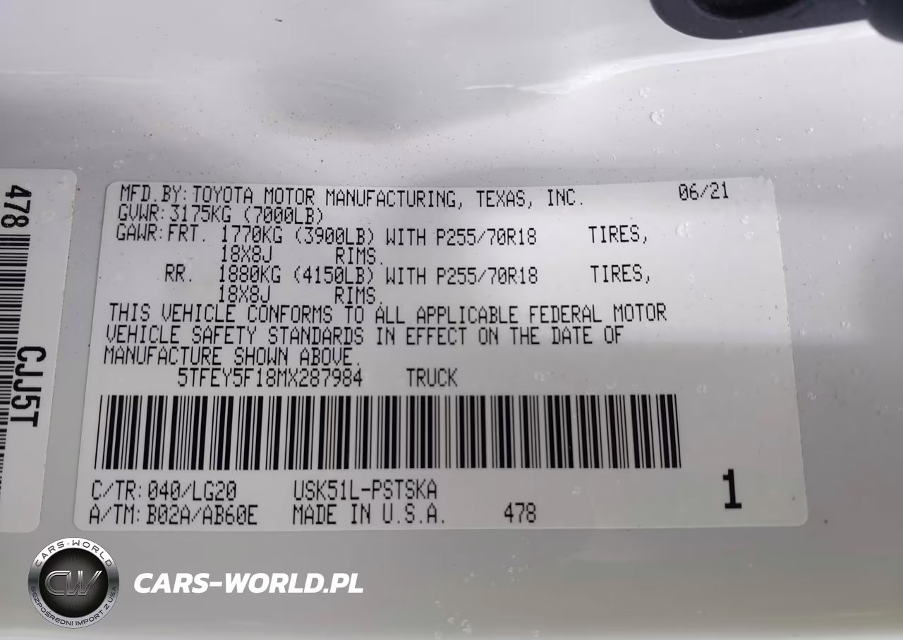 2021 Toyota Tundra Sr5 VIN:5TFEY5F18MX287984 - 9