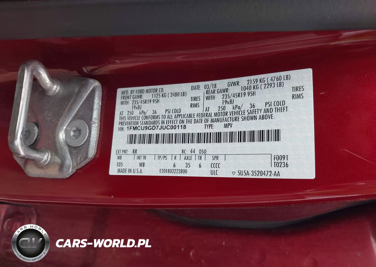 2018 Ford Escape Se VIN:1FMCU9GD7JUC00118 - 9