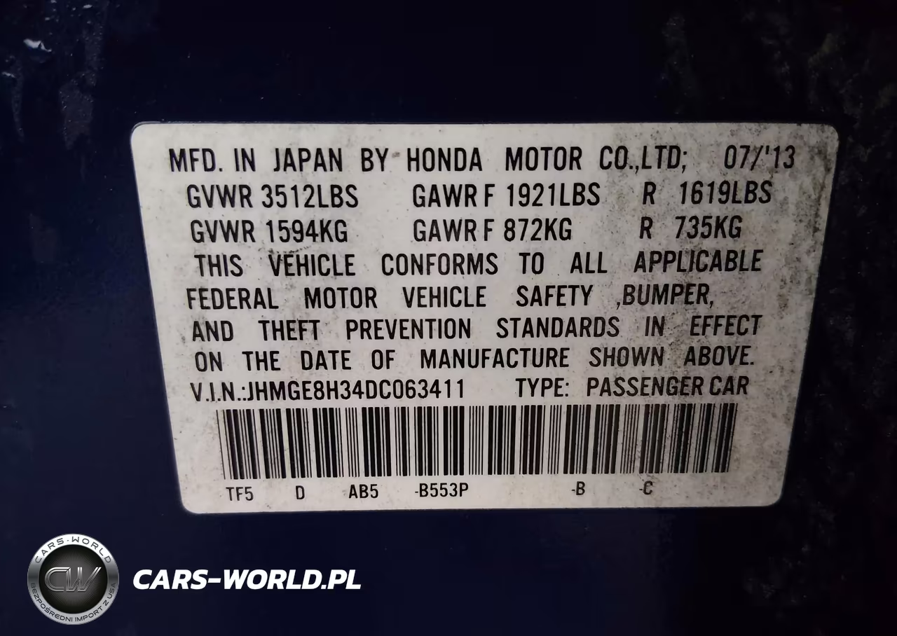 2013 Honda Fit VIN:JHMGE8H34DC063411 - 9