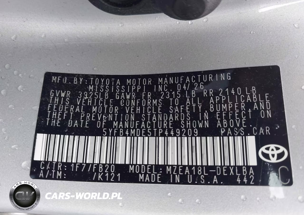 2026 Toyota Corolla Le VIN:5YFB4MDE5TP449209 - 9