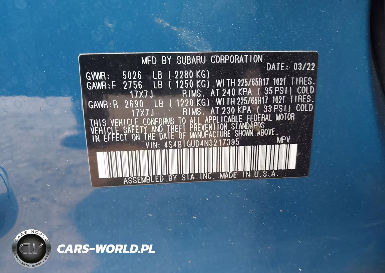 2022 Subaru Outback Wilderness VIN:4S4BTGUD4N3217395 - 9