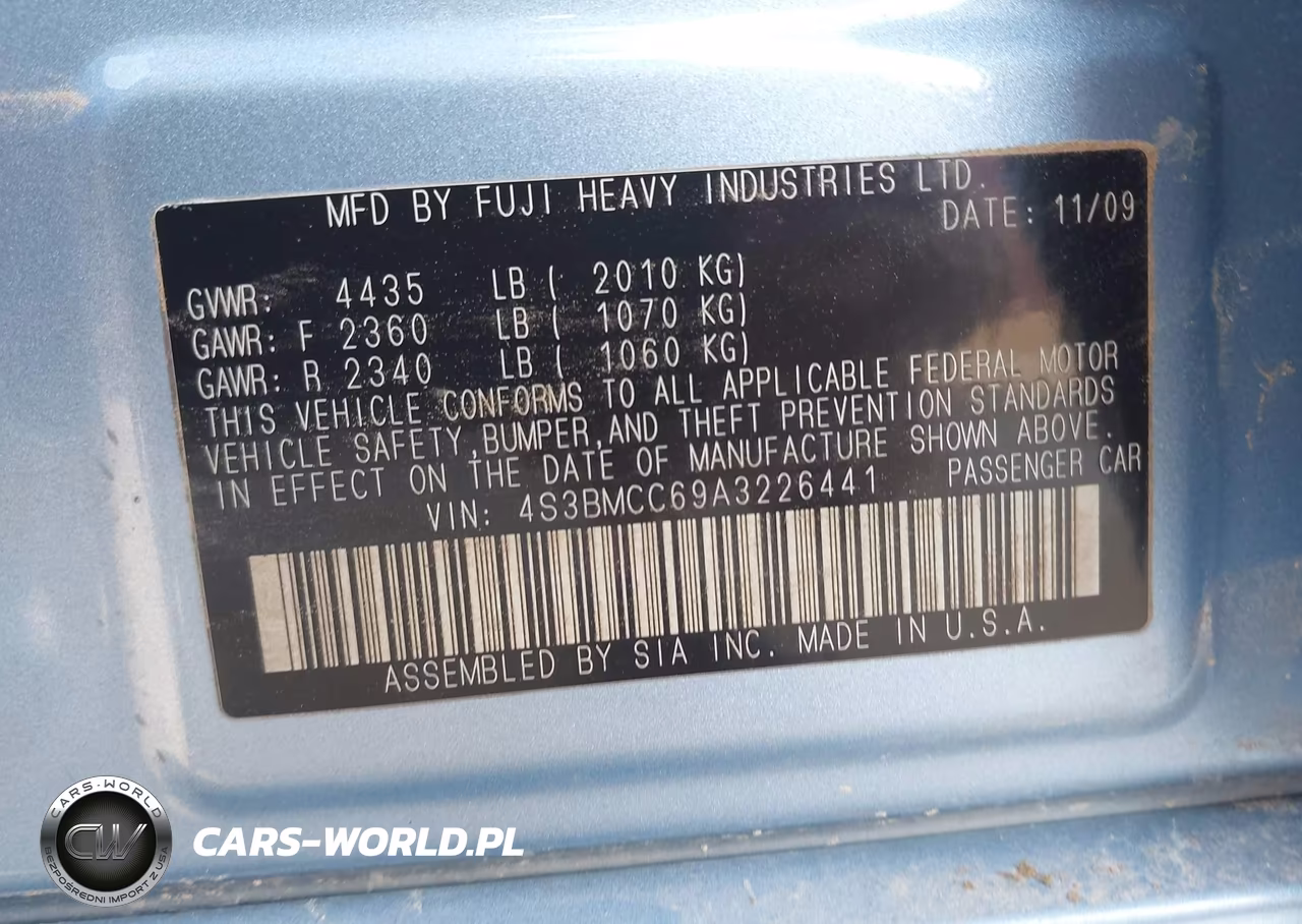 2010 Subaru Legacy 2.5I Premium VIN:4S3BMCC69A3226441 - 9