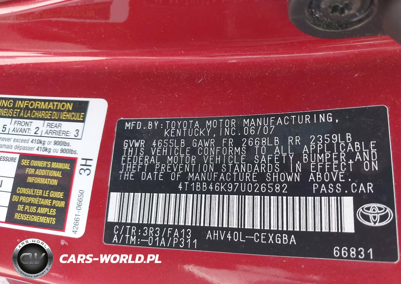 2007 Toyota Camry Hybrid VIN:4T1BB46K97U026582 - 9