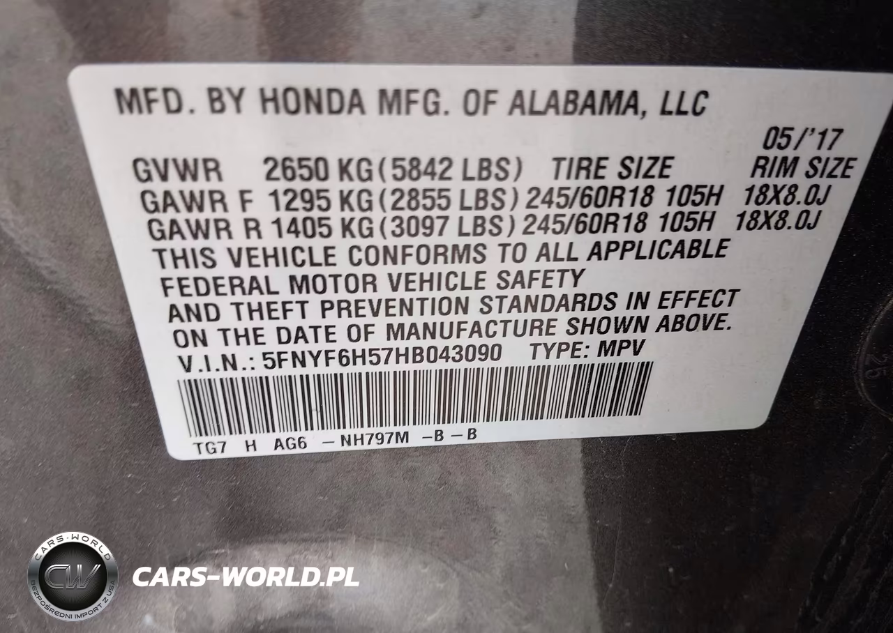2017 Honda Pilot Ex-L VIN:5FNYF6H57HB043090 - 9
