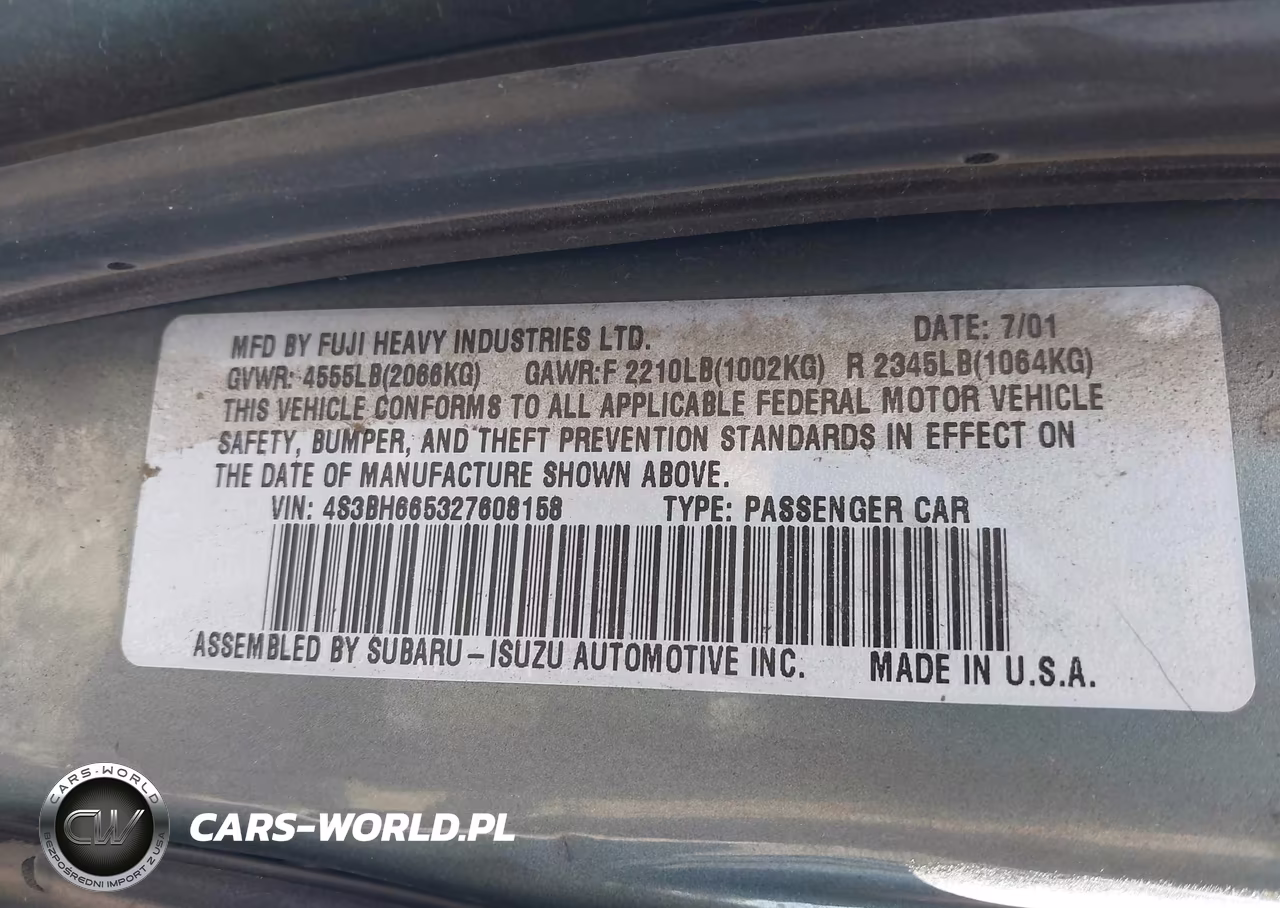 2002 Subaru Outback VIN:4S3BH665327608158 - 9