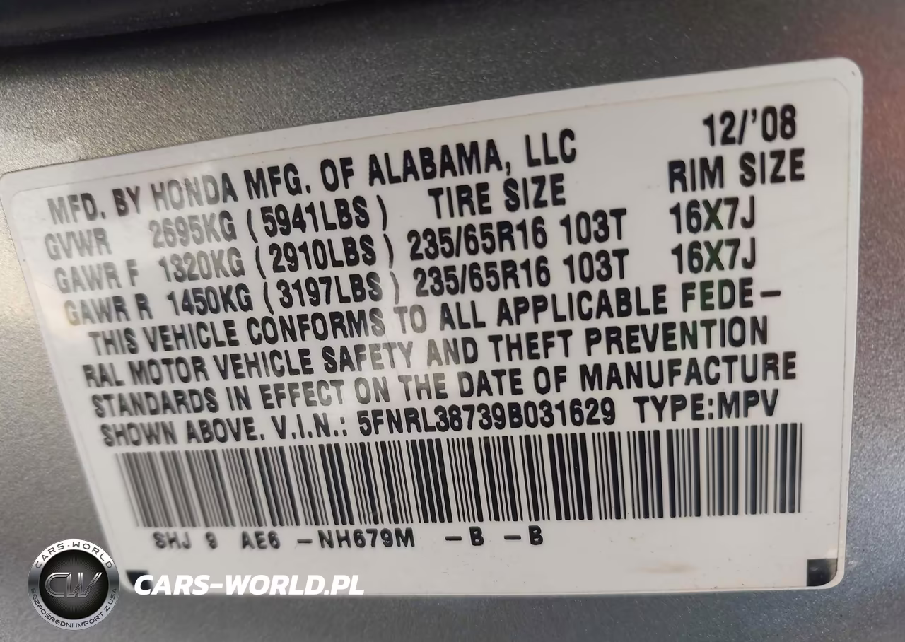 2009 Honda Odyssey Ex-L VIN:5FNRL38739B031629 - 9