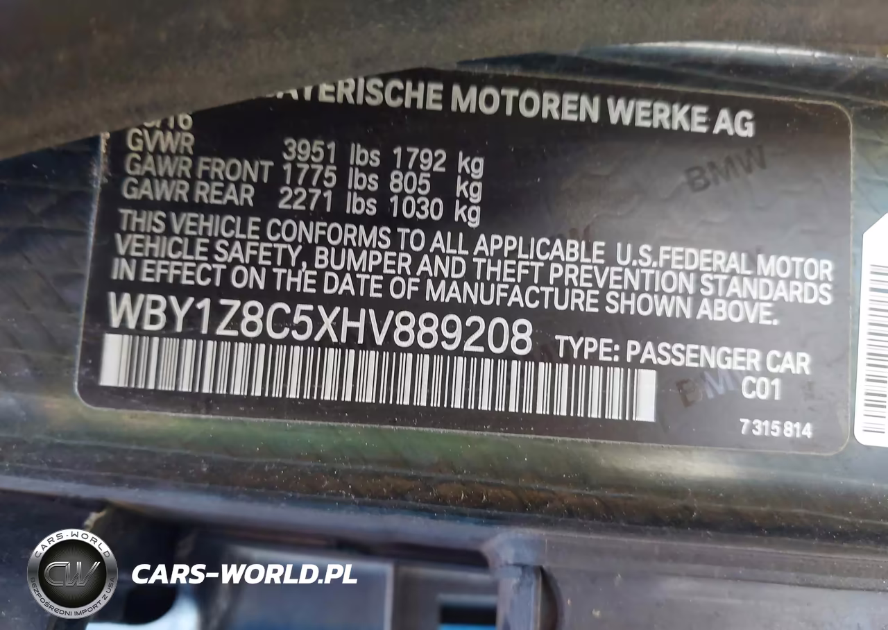 2017 BMW I3 94 Ah W-Range Extender VIN:WBY1Z8C5XHV889208 - 9