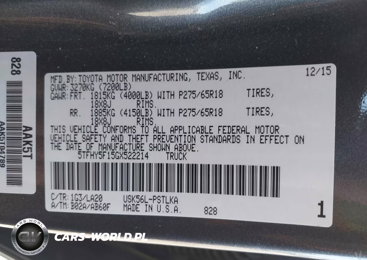 2016 Toyota Tundra Limited 5.7L V8 VIN:5TFHY5F15GX522214 - 9