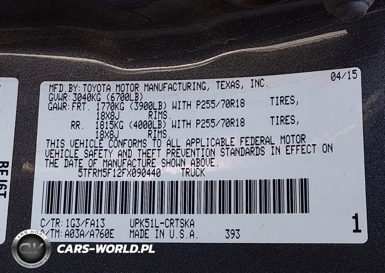 2015 Toyota Tundra Sr 4.6L V8 VIN:5TFRM5F12FX090440 - 9