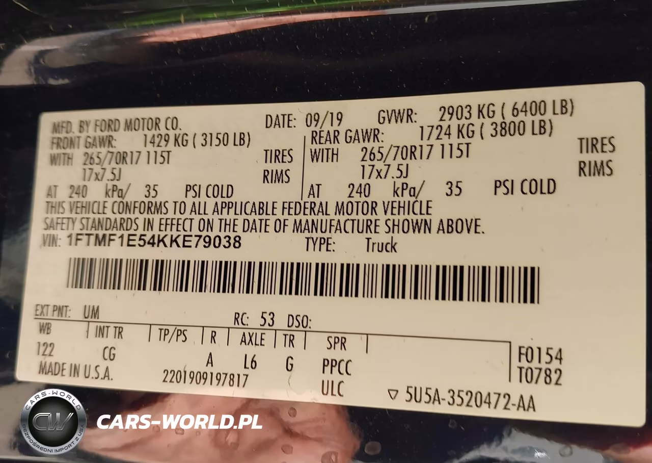 2019 Ford F-150 Xl VIN:1FTMF1E54KKE79038 - 9