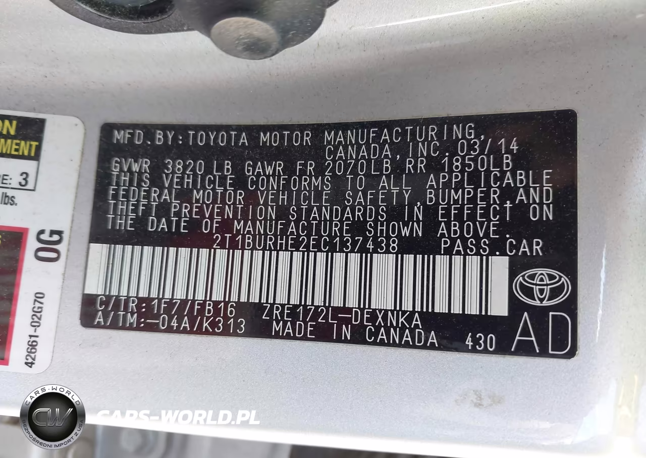 2014 Toyota Corolla Le VIN:2T1BURHE2EC137438 - 9