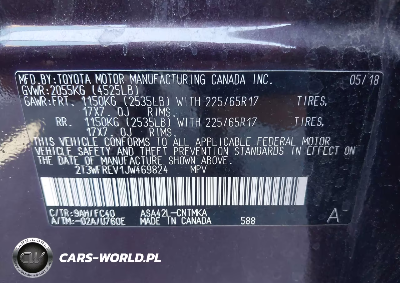 2018 Toyota Rav4 Xle VIN:2T3WFREV1JW469824 - 9