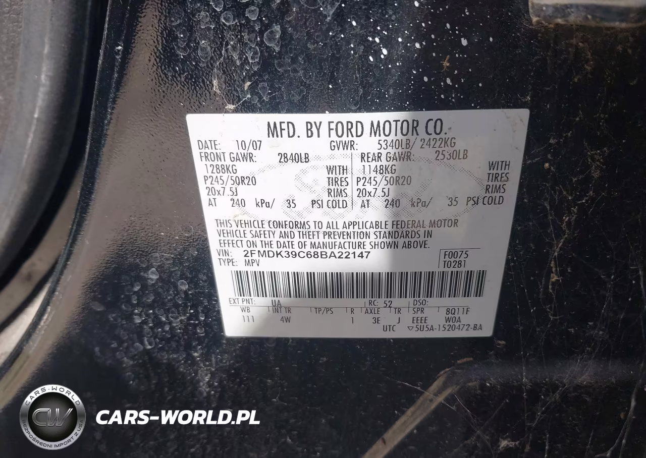 2008 Ford Edge Limited VIN:2FMDK39C68BA22147 - 9