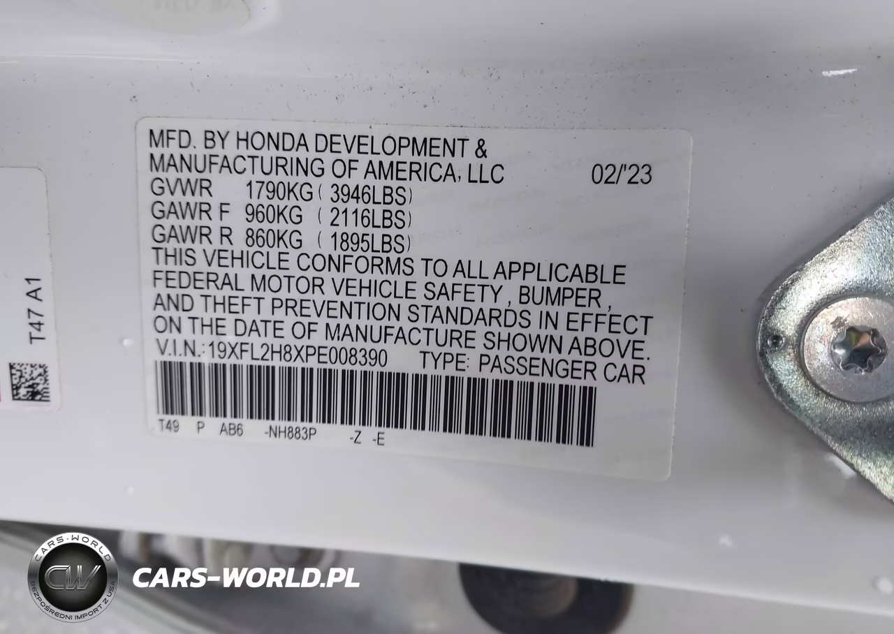 2023 Honda Civic Sport VIN:19XFL2H8XPE008390 - 9
