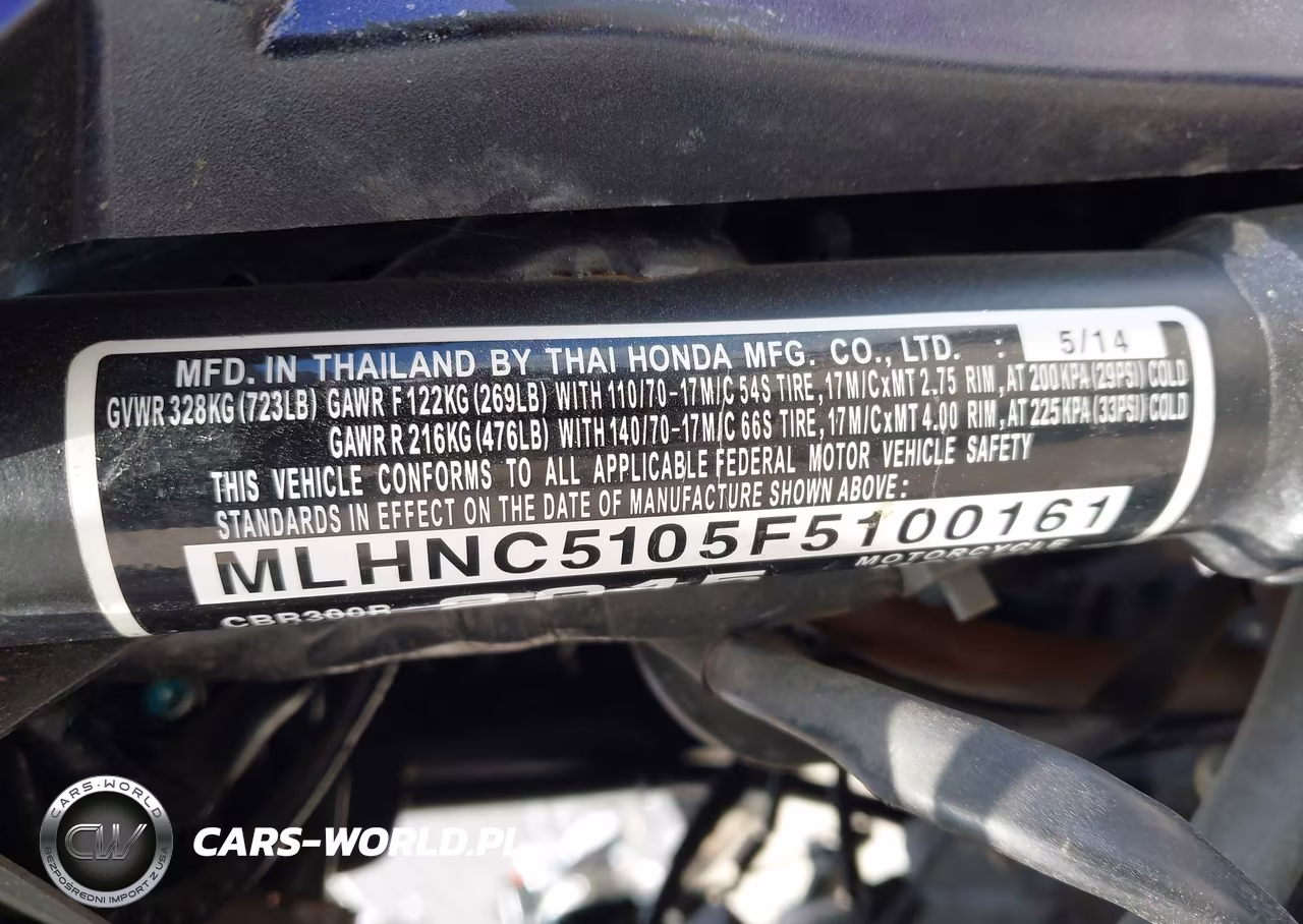 2015 Honda Cbr300 R VIN:MLHNC5105F5100161 - 10