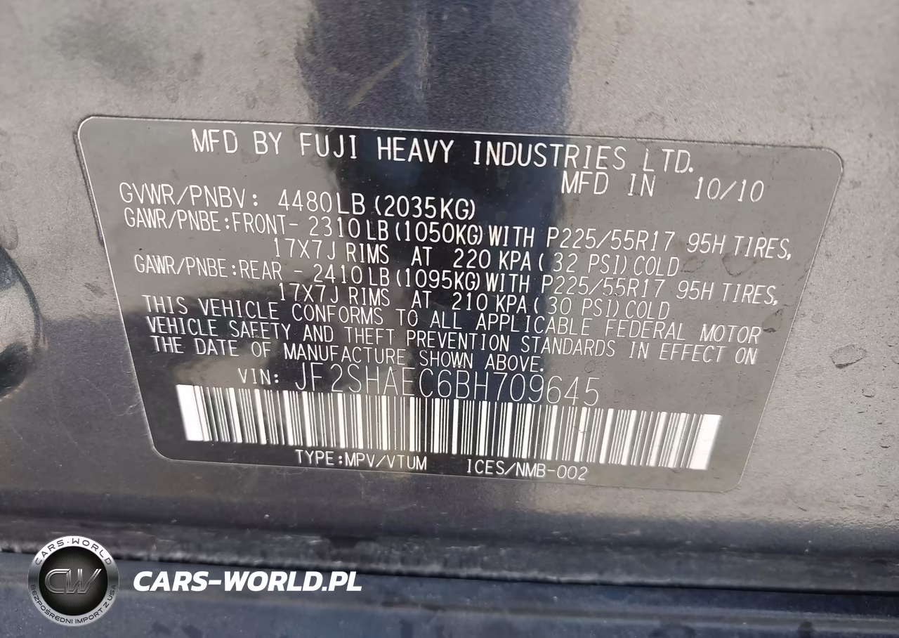 2011 Subaru Forester 2.5X Limited VIN:JF2SHAEC6BH709645 - 9