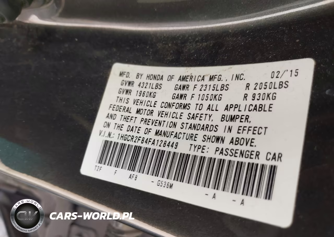 2015 Honda Accord Ex-L VIN:1HGCR2F84FA128449 - 9