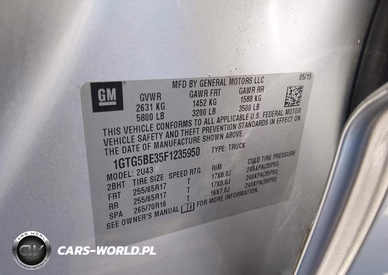 2015 GMC Canyon 2Wd Sle VIN:1GTG5BE35F1235950 - 9