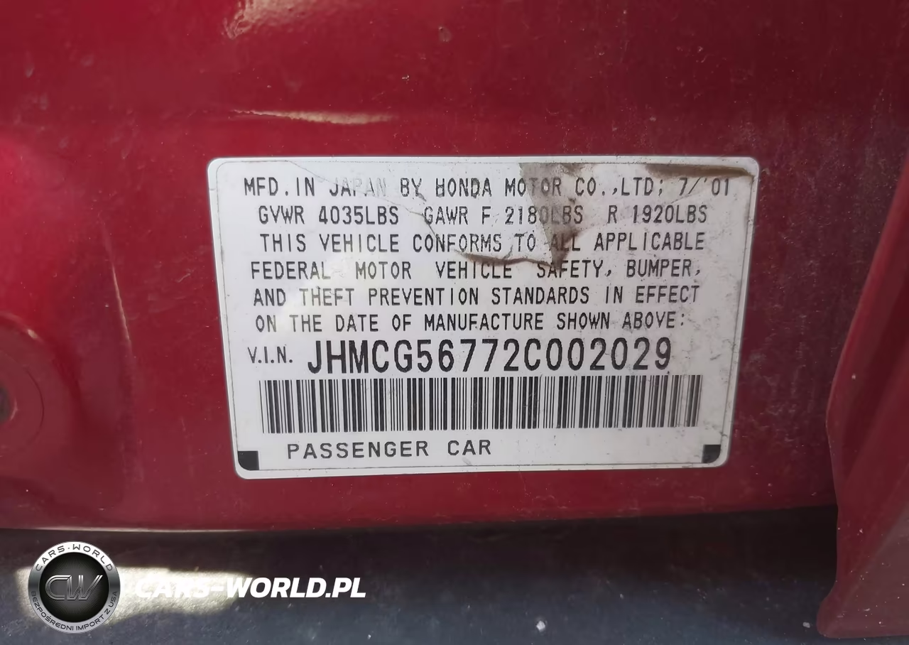 2002 Honda Accord 2.3 Se VIN:JHMCG56772C002029 - 9
