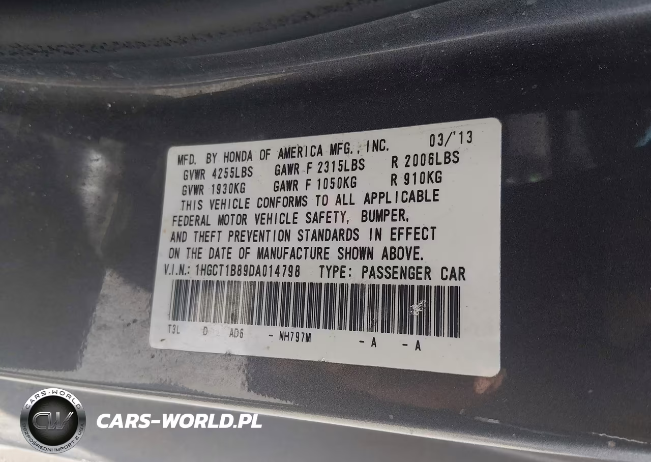 2013 Honda Accord Ex-L VIN:1HGCT1B89DA014798 - 9