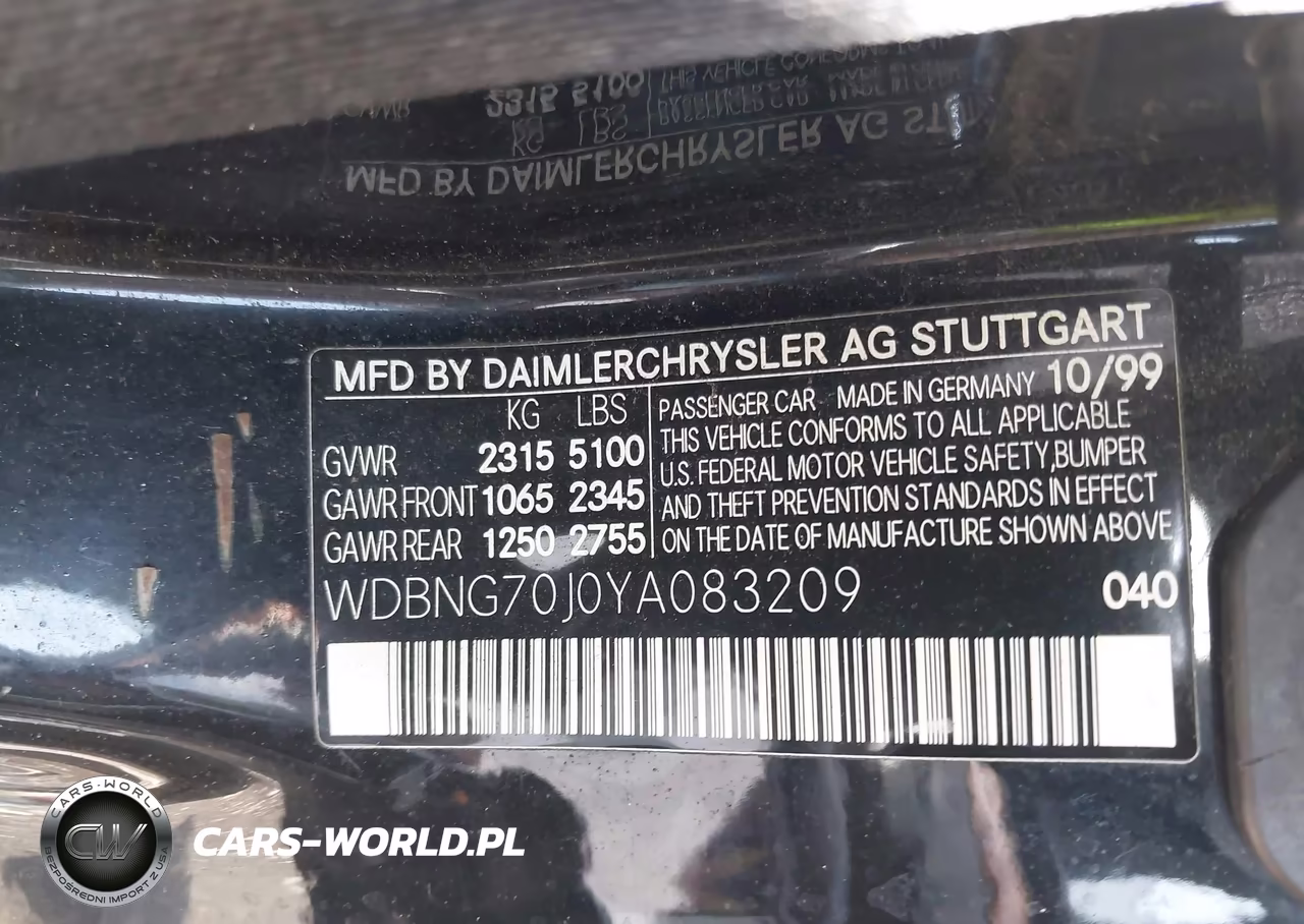 2000 Mercedes-Benz S 430 VIN:WDBNG70J0YA083209 - 9