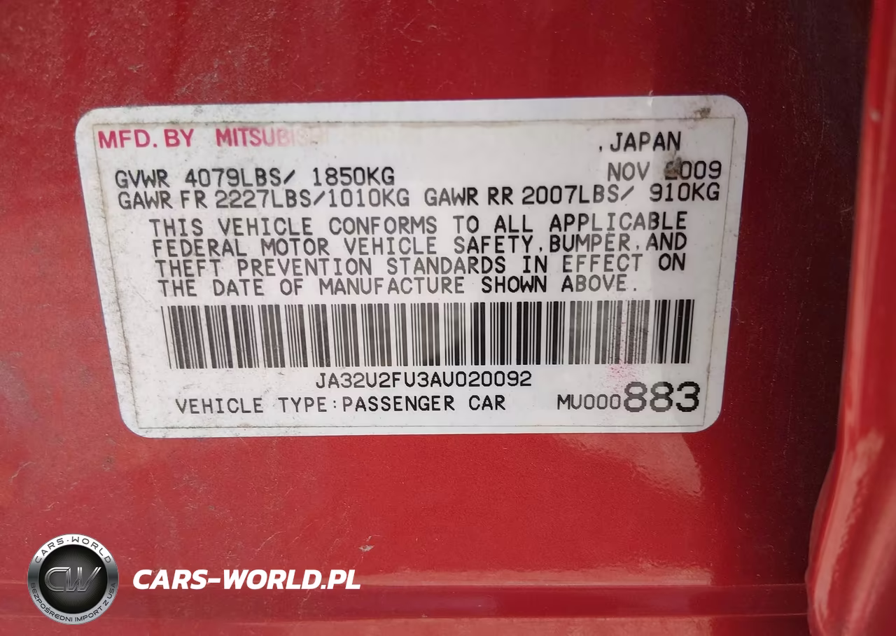 2010 Mitsubishi Lancer Es VIN:JA32U2FU3AU020092 - 9