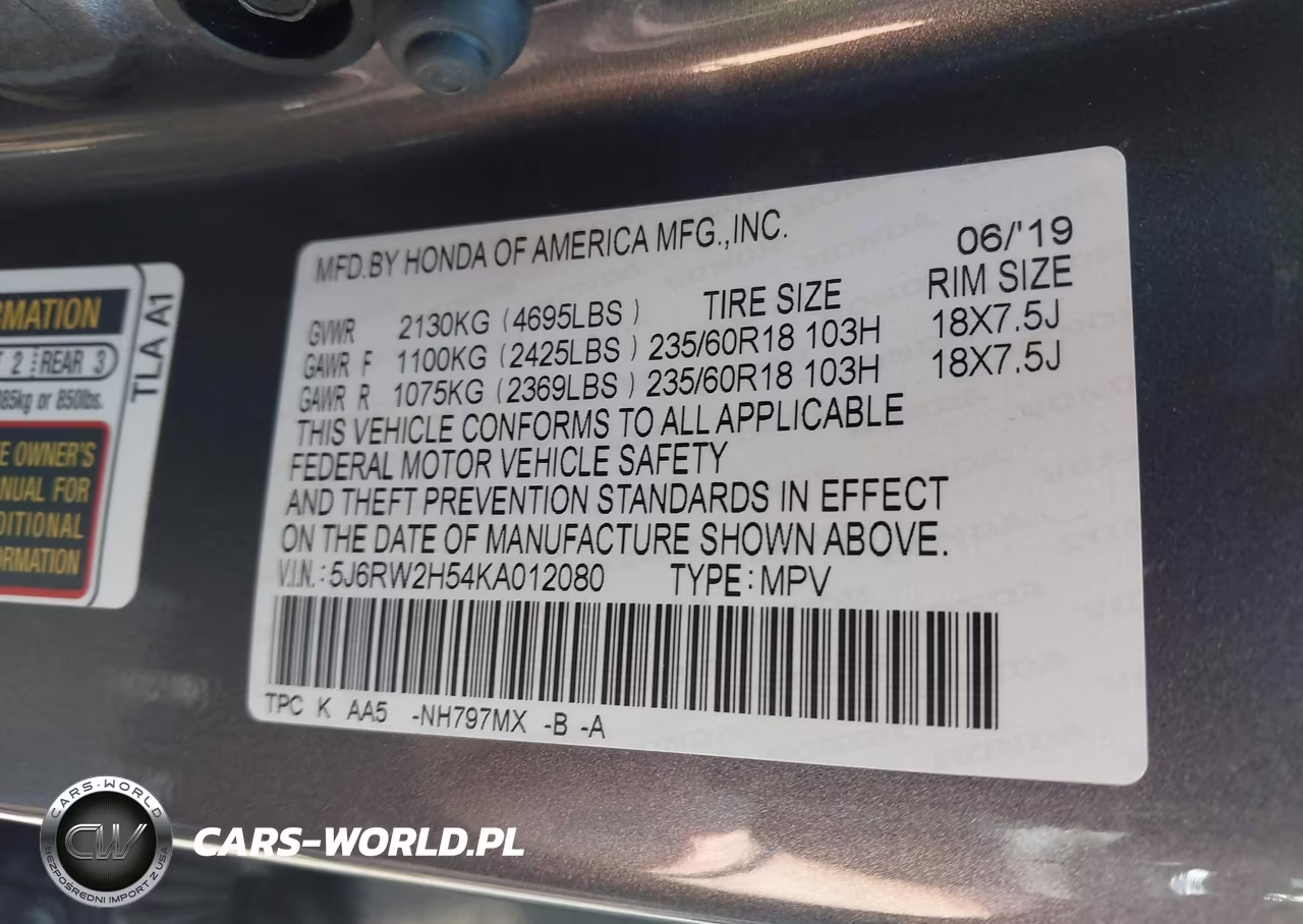 2019 Honda Cr-V Ex VIN:5J6RW2H54KA012080 - 9