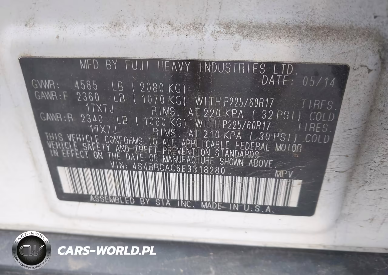 2014 Subaru Outback 2.5I VIN:4S4BRCAC6E3318280 - 9