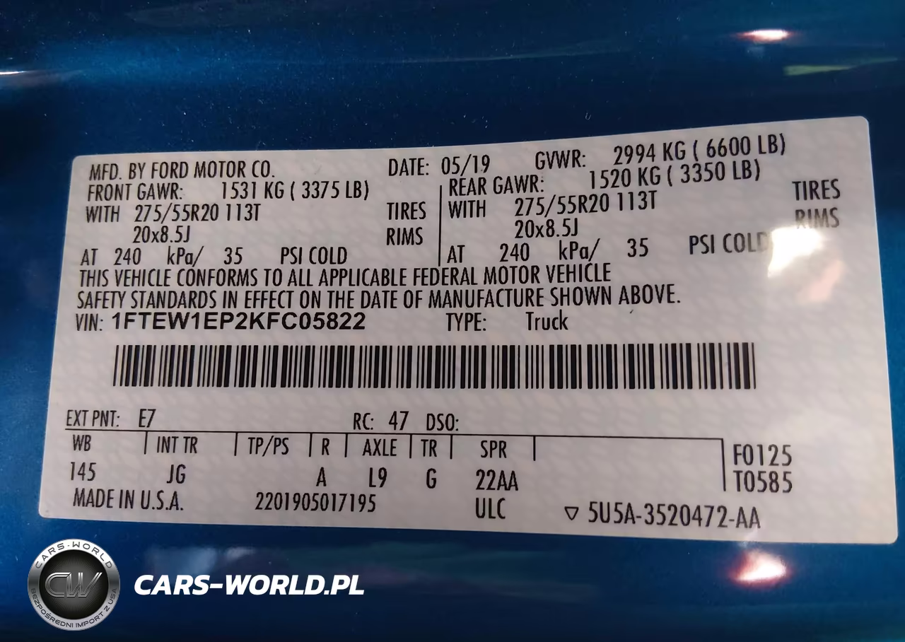 2019 Ford F-150 Xl VIN:1FTEW1EP2KFC05822 - 9
