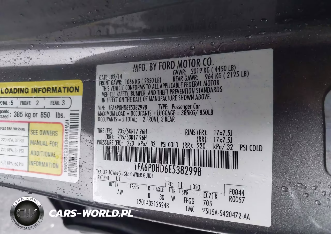 2014 Ford Fusion Se VIN:1FA6P0HD6E5382998 - 9