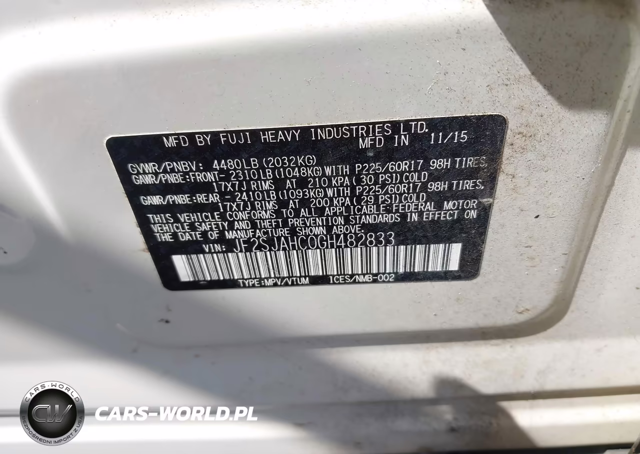 2016 Subaru Forester 2.5I Limited VIN:JF2SJAHC0GH482833 - 11