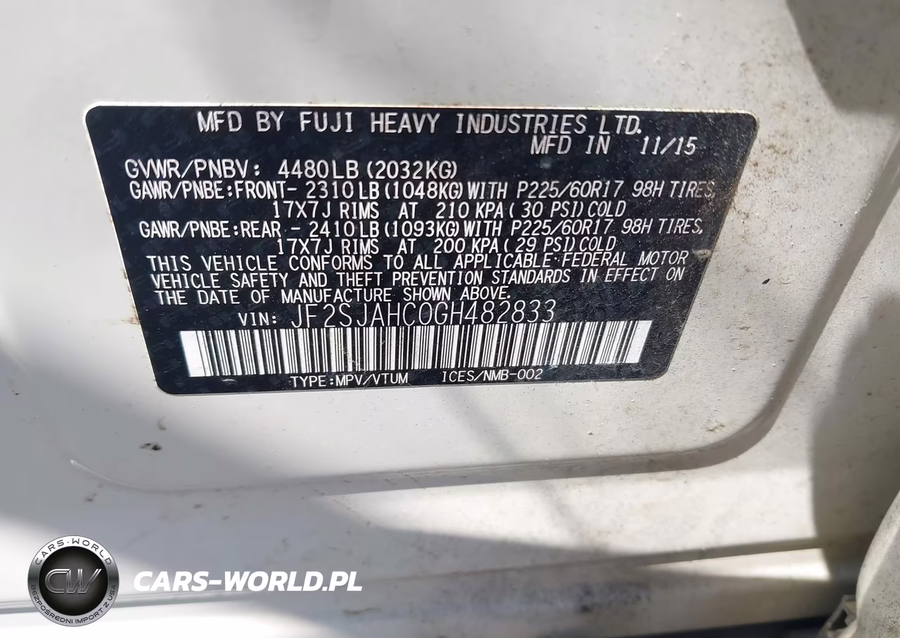 2016 Subaru Forester 2.5I Limited VIN:JF2SJAHC0GH482833 - 9