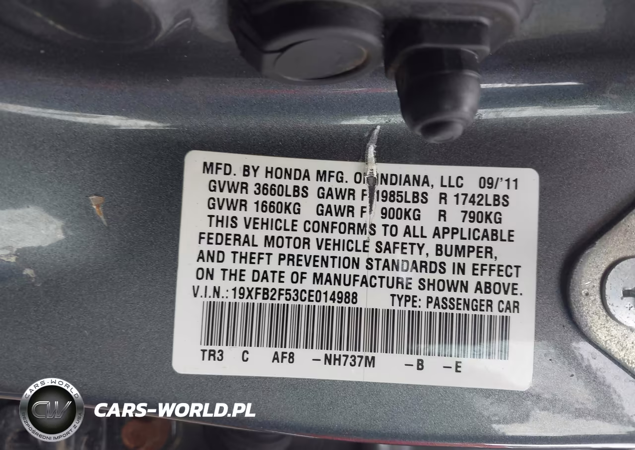 2012 Honda Civic Lx VIN:19XFB2F53CE014988 - 9