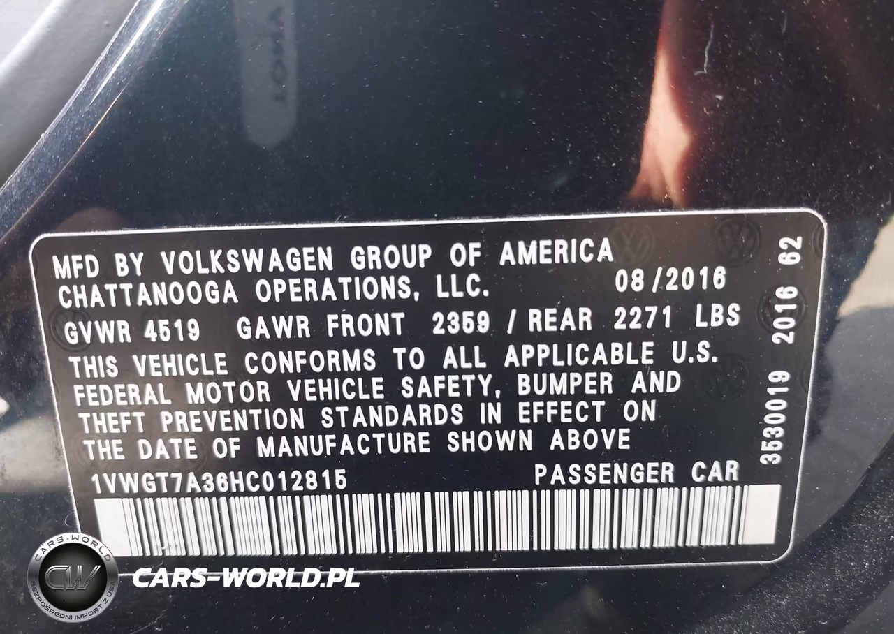 2017 Volkswagen Passat 1.8T Se VIN:1VWGT7A36HC012815 - 9