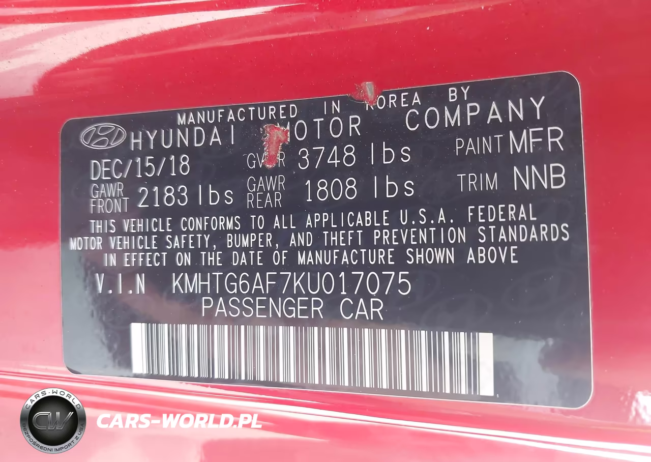2019 Hyundai Veloster 2.0 VIN:KMHTG6AF7KU017075 - 9