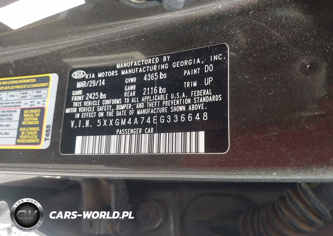 2014 Kia Optima Lx VIN:5XXGM4A74EG336648 - 9