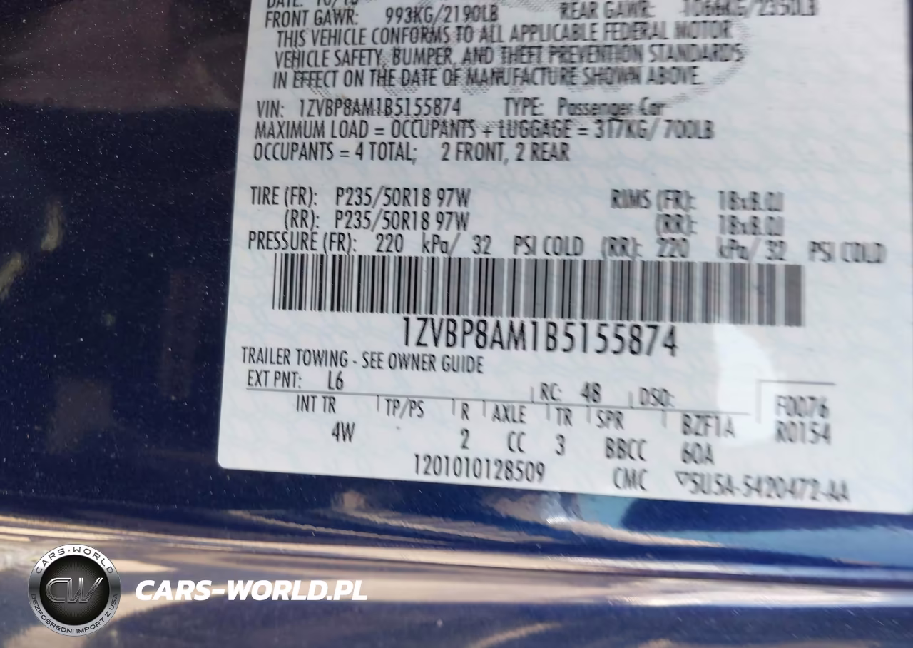 2011 Ford Mustang V6 Premium VIN:1ZVBP8AM1B5155874 - 9