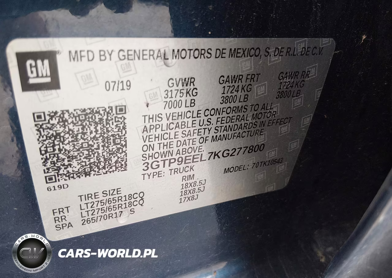 2019 GMC Sierra 1500 At4 VIN:3GTP9EEL7KG277800 - 9