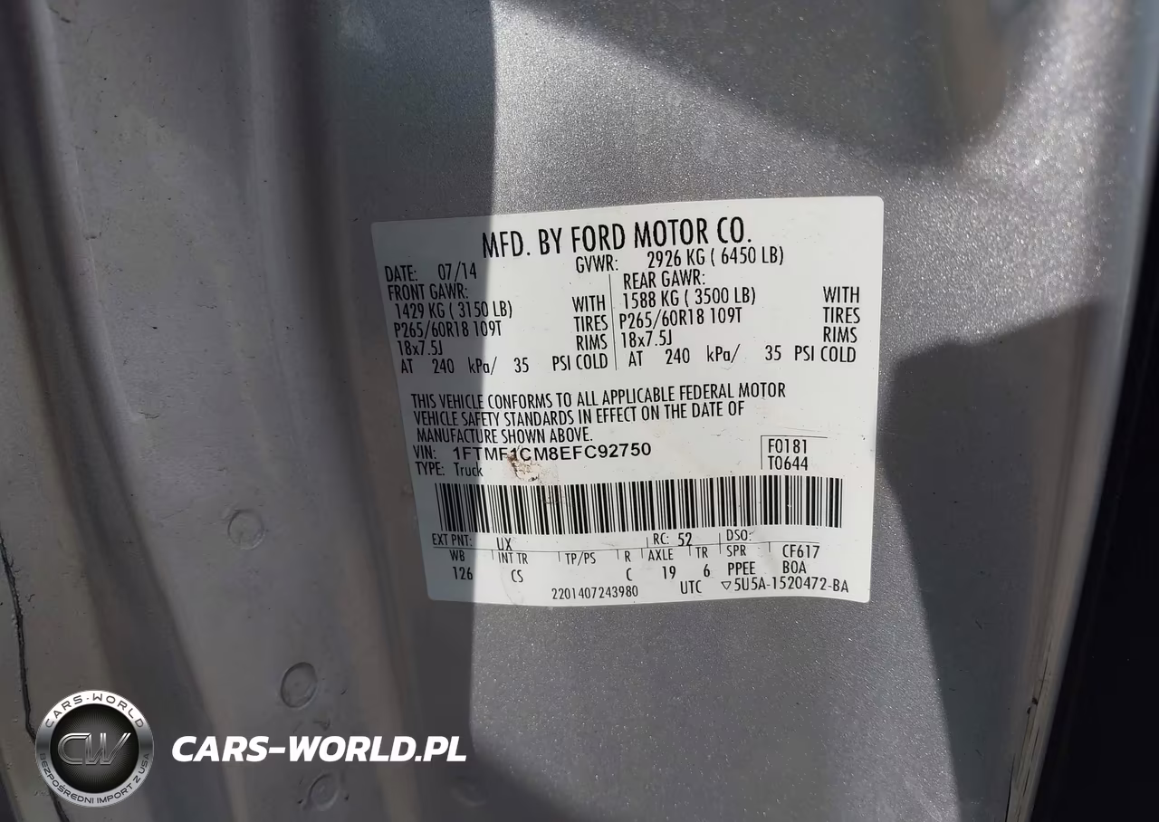 2014 Ford F-150 Stx VIN:1FTMF1CM8EFC92750 - 9