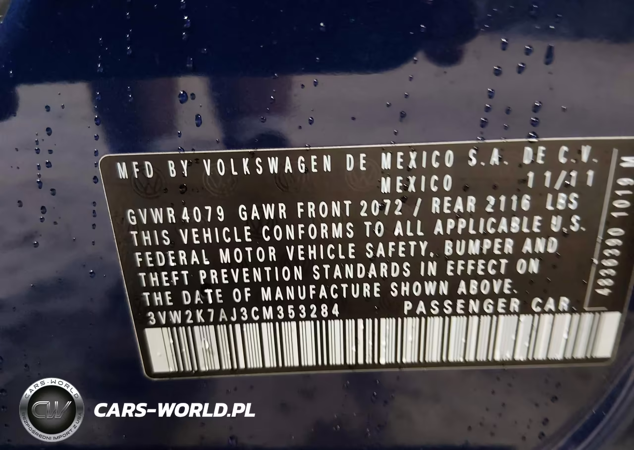 2012 Volkswagen Jetta 2.0L S VIN:3VW2K7AJ3CM353284 - 9