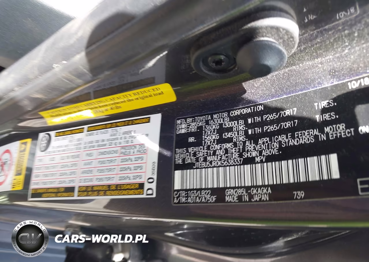 2019 Toyota 4Runner Sr5 Premium VIN:JTEBU5JR0K5638337 - 9