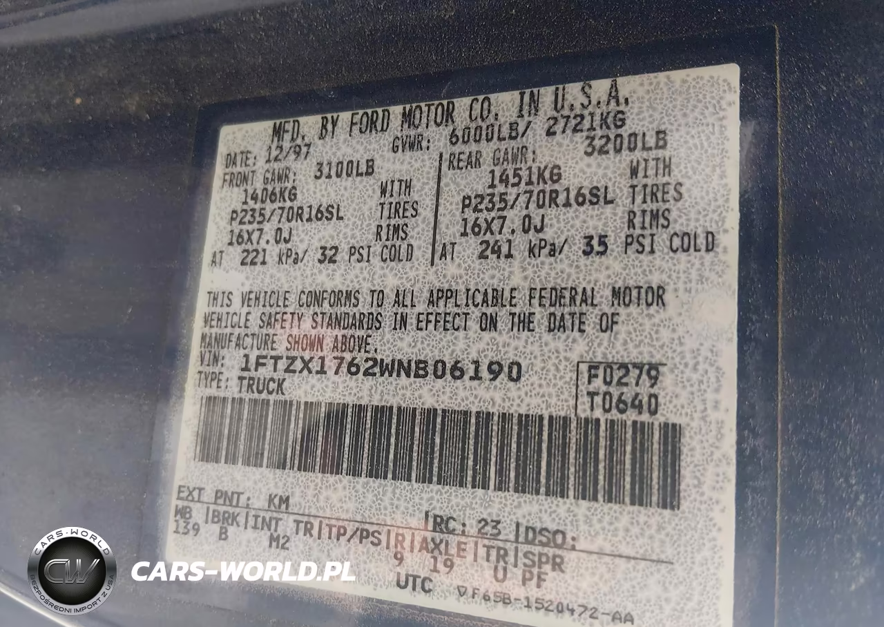 1998 Ford F-150 Lariat-Standard-Xl-Xlt VIN:1FTZX1762WNB06190 - 9