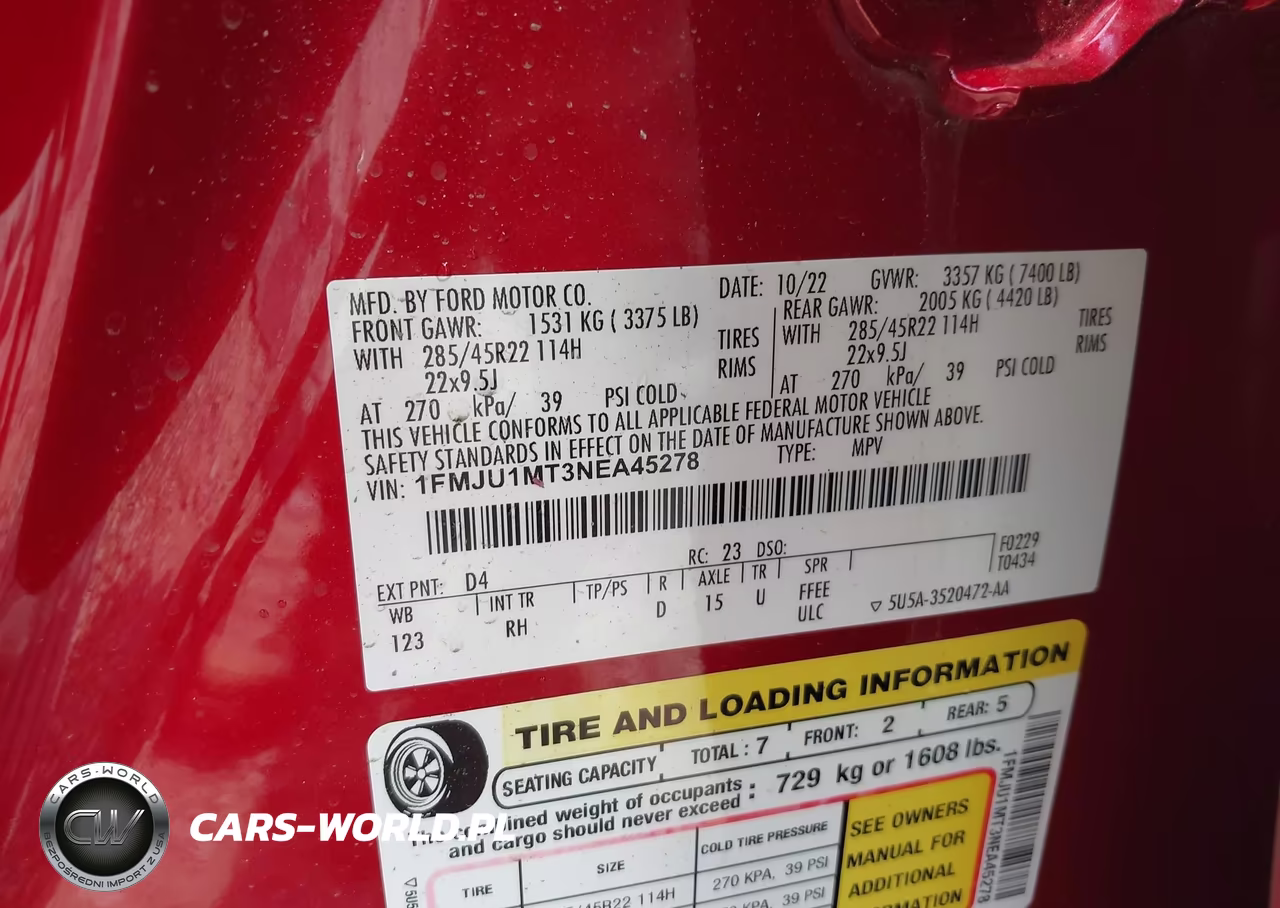2022 Ford Expedition Platinum VIN:1FMJU1MT3NEA45278 - 9