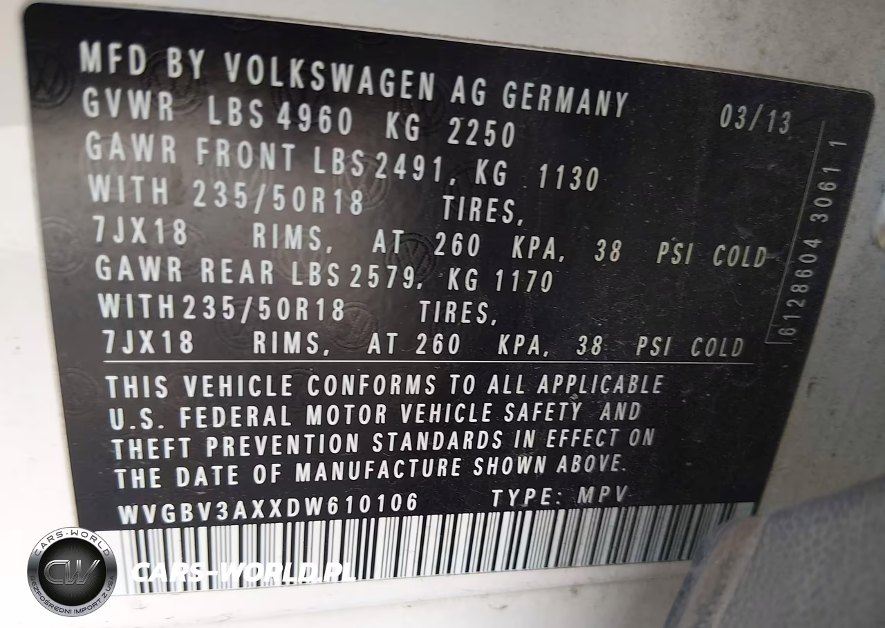 2013 Volkswagen Tiguan Se VIN:WVGBV3AXXDW610106 - 9