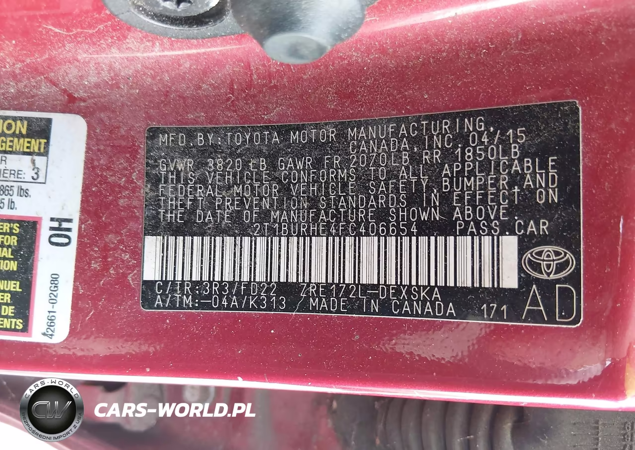 2015 Toyota Corolla S Plus VIN:2T1BURHE4FC406654 - 9