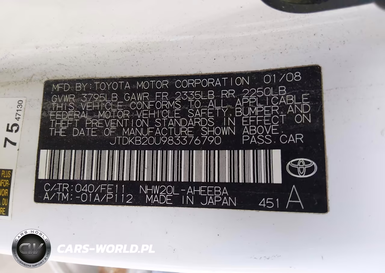 2008 Toyota Prius VIN:JTDKB20U983376790 - 9