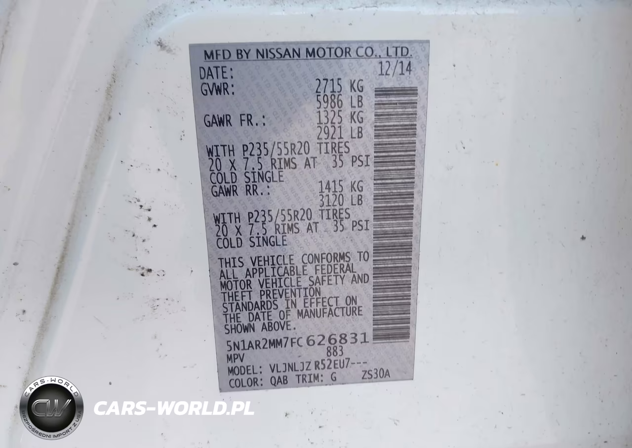 2015 Nissan Pathfinder Platinum VIN:5N1AR2MM7FC626831 - 9