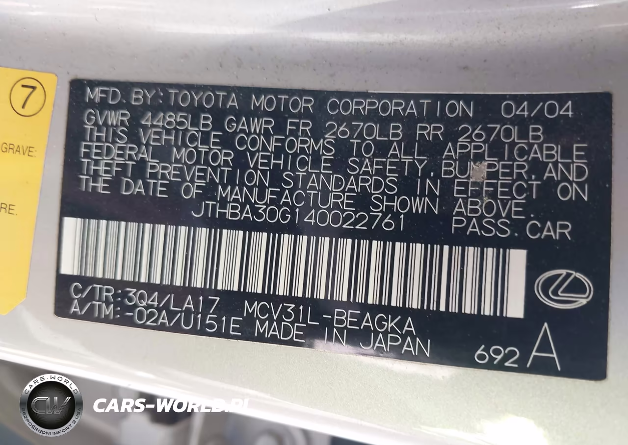 2004 Lexus Es 330 VIN:JTHBA30G140022761 - 9