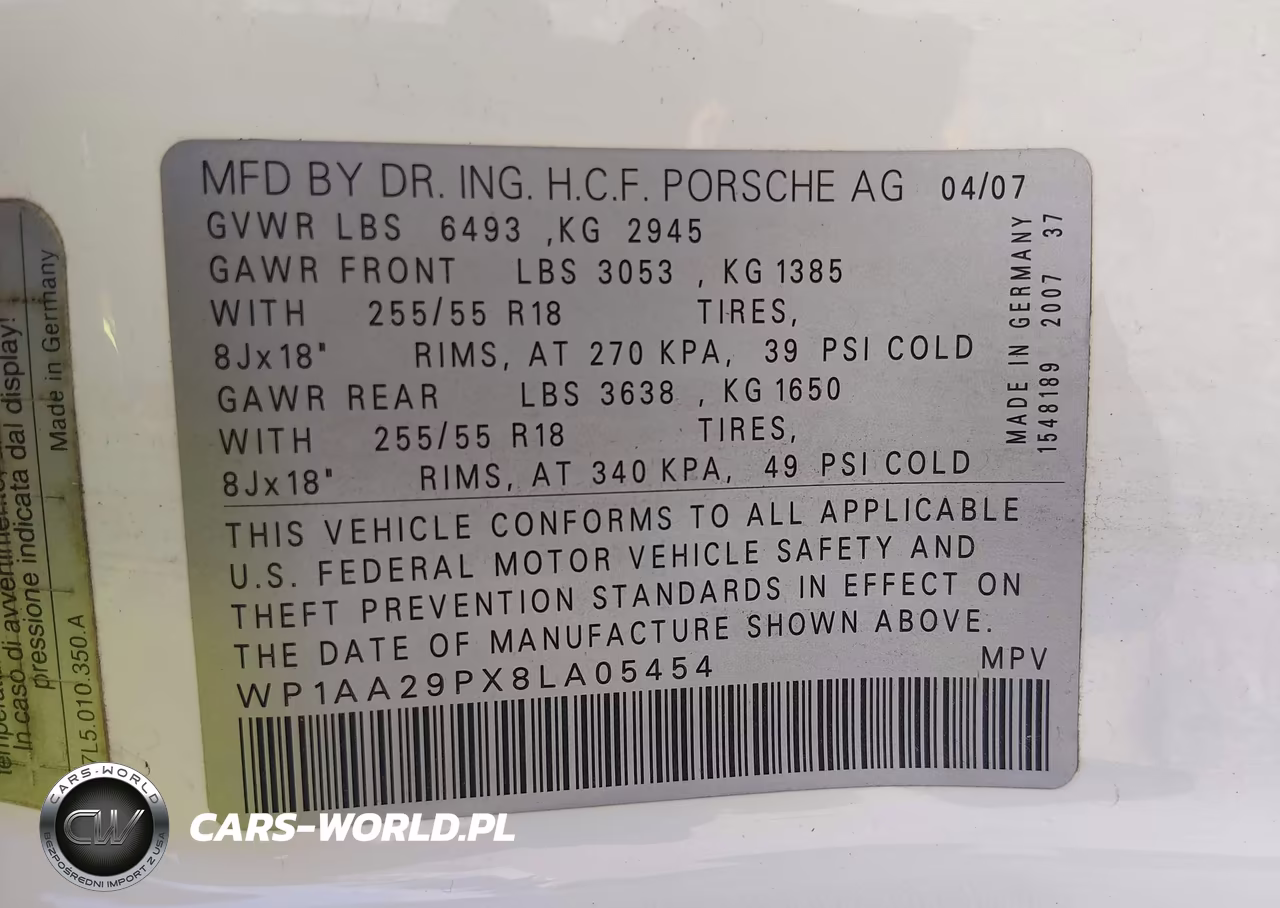 2008 Porsche Cayenne VIN:WP1AA29PX8LA05454 - 9