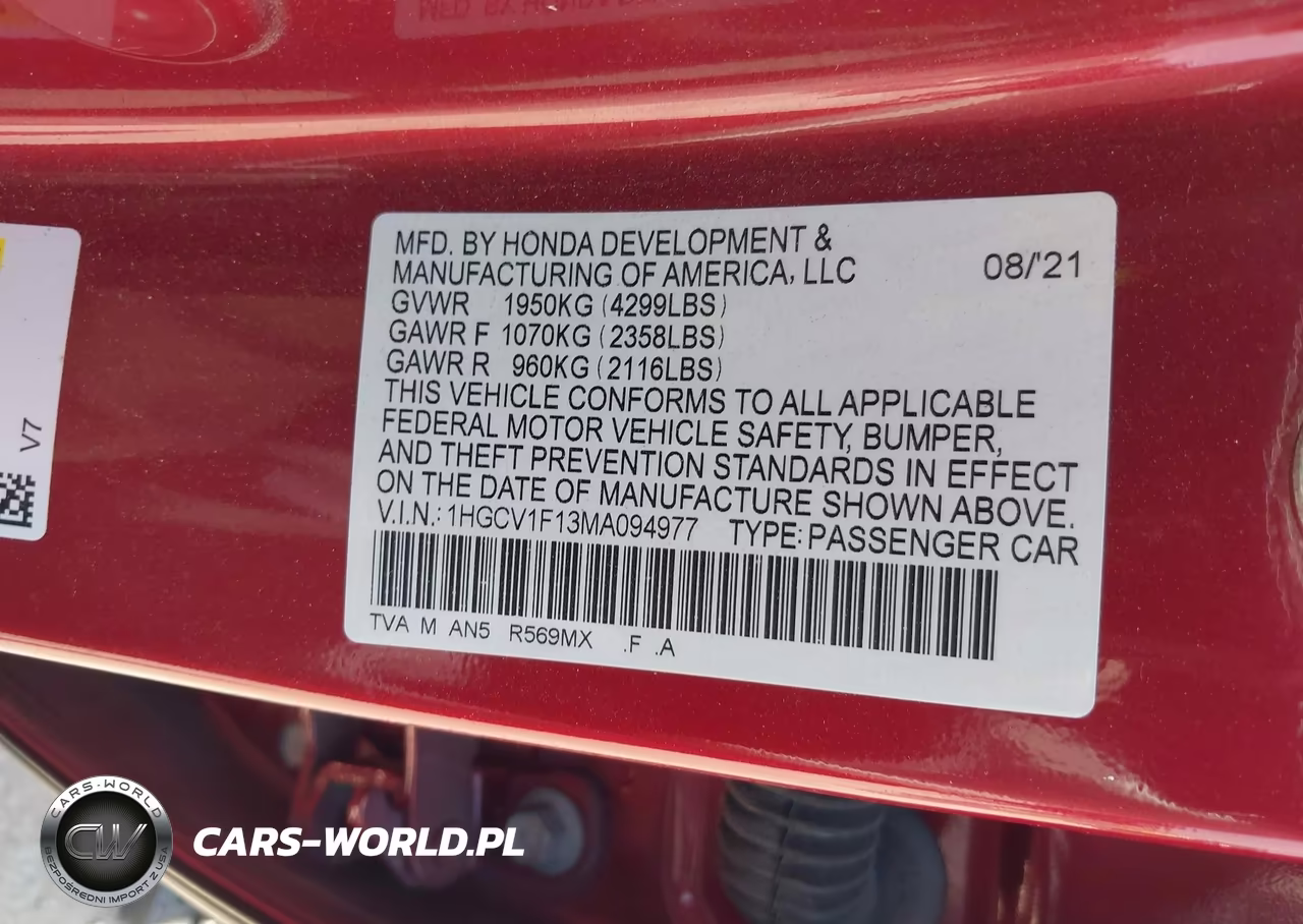 2021 Honda Accord Lx VIN:1HGCV1F13MA094977 - 9